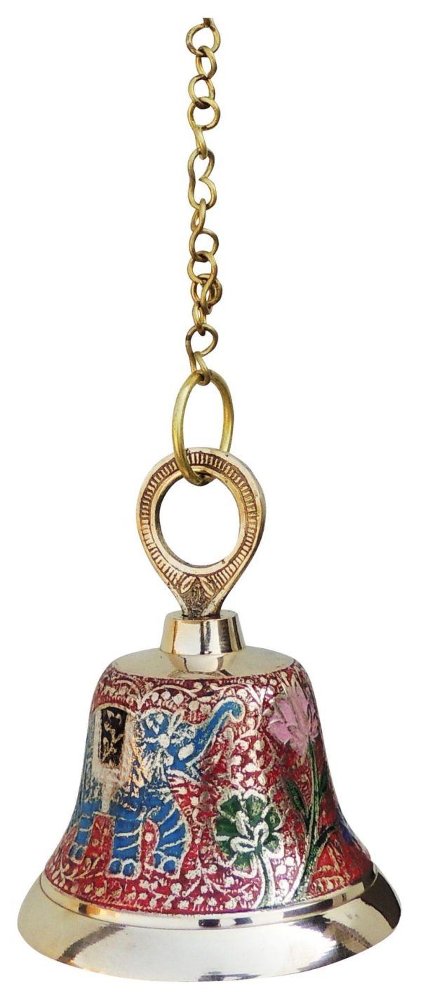 Brass Hanging Temple Pooja Bell, Bell Red Color (FMAS516 A) - Image 3