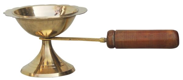 Brass Table Decor Oil Lamp Deepak With Wooden Handle (FMAS627 D) - Image 3