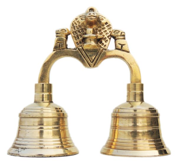 Brass Pooja 2 Combined Bell, Double Ganti (FMAS679 B)