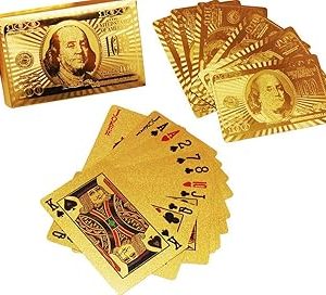 Gold Deck of Waterproof Cards, Flexible PVC Plastic Gold Playing Cards Premium Poker Cards Gold Waterproof Playing Cards Washable Flexible Use for Party Game