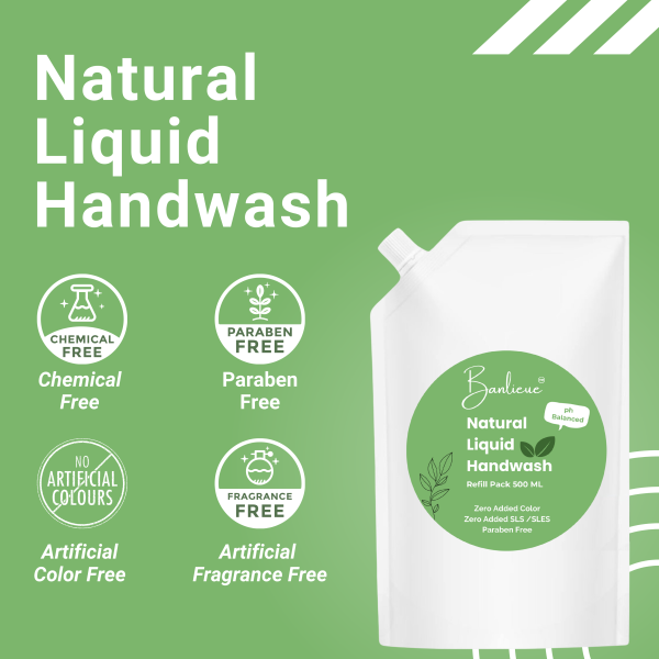 Banlieue Natural Liquid Handwash Organic & Herbal, Non Toxic, Natural, Organic 500ml refill pack - Image 2