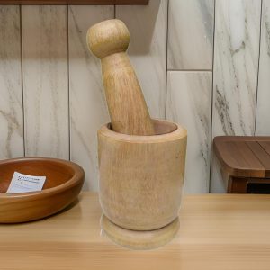 wooden okhli musal kundi Garlic Spice Pounder Mortar and Pestle Garlic Press small kitchen tool set