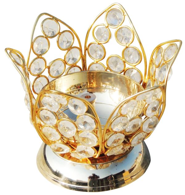 Brass Table Decor Oil Lamp Deepak With Crystal (ZMAS163 D)