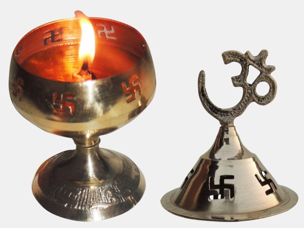 Brass Table Decor Oil Lamp Om Pakija Deepak (ZMAS164 C)