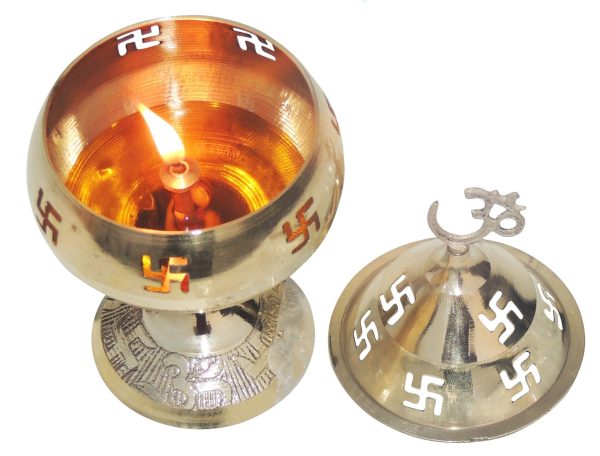 Brass Table Decor Oil Lamp Om Pakija Deepak (ZMAS164 G)