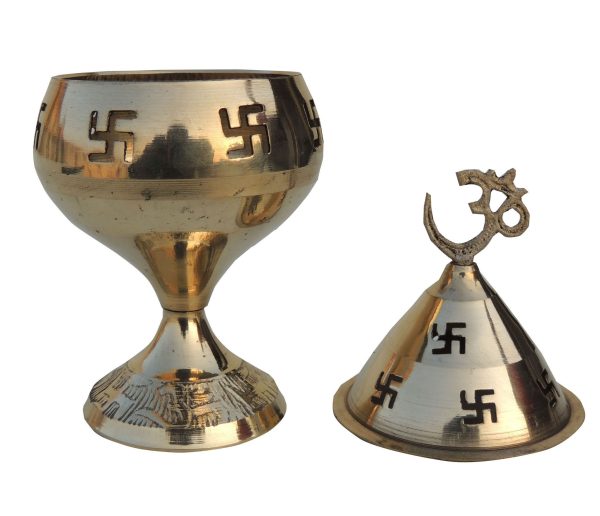 Brass Table Decor Oil Lamp Om Pakija Deepak (ZMAS164 H) - Image 3