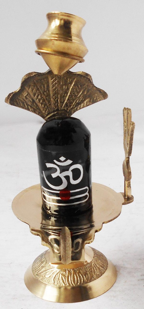 Brass Shiv Ling Black Stone No. 3 (ZMAS396 D)