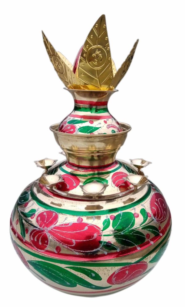 Multicolored Brass Mangal Kalash (ZMAS417 D) - Image 2