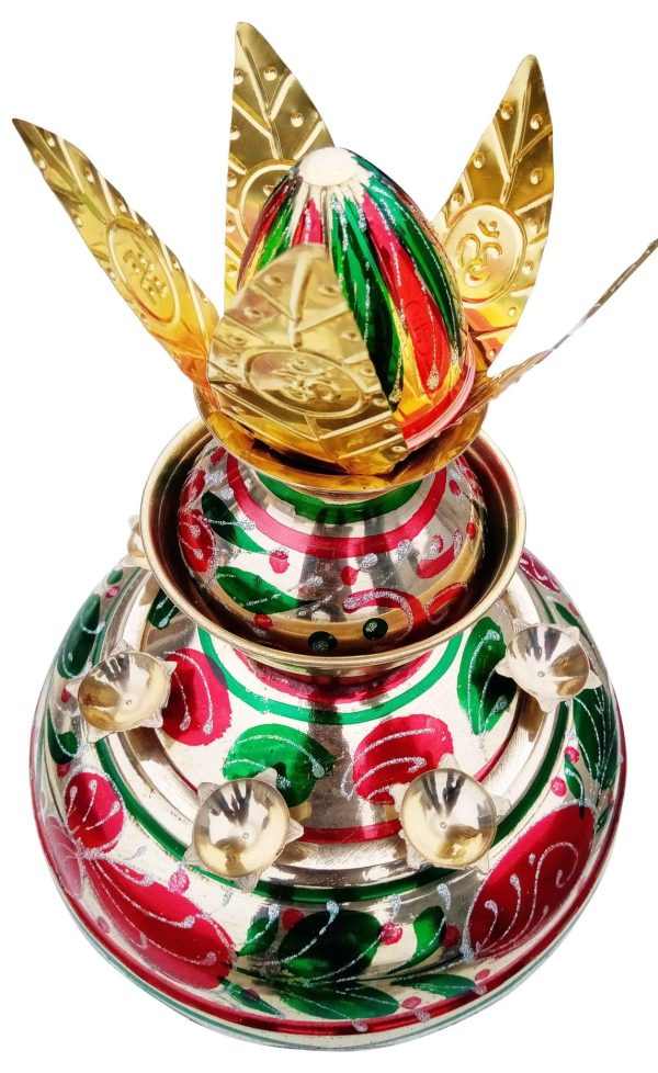 Multicolored Brass Mangal Kalash (ZMAS417 D)