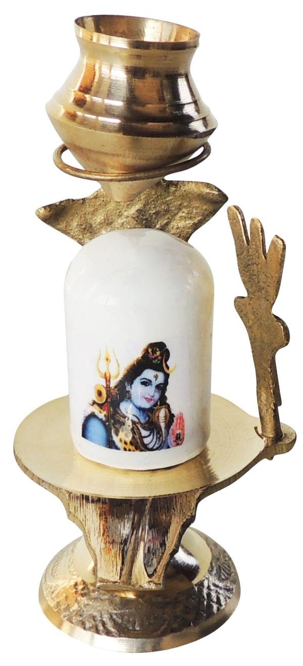 Brass Shiv Ling White Stone No. 0 (ZMAS462 A) - Image 2