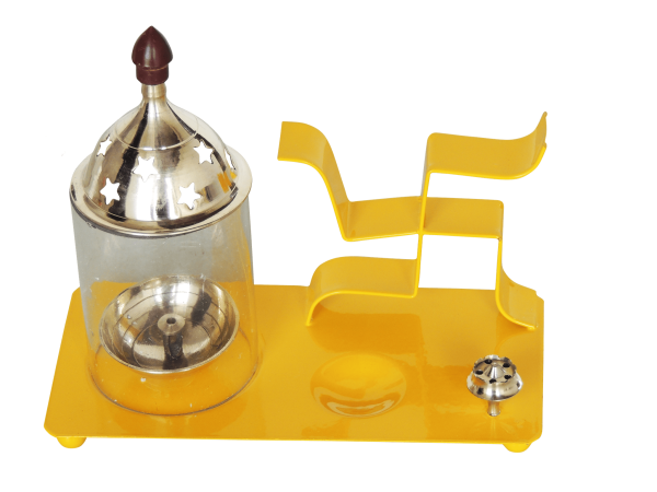 Iron & Brass Swastic Chimney Deepak In Yellow Color No. 2 (ZMAS512 Y)