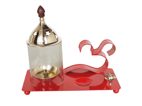 Iron & Brass Om Chimney Deepak Red No. 2 (ZMAS513 R)