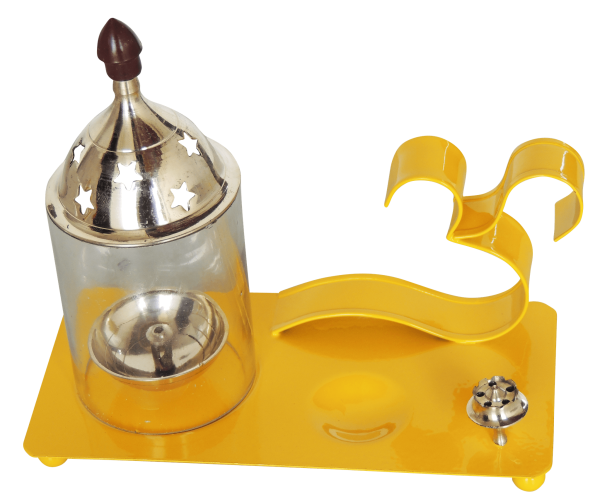 Iron & Brass Om Chimney Deepak Yellow No. 2 (ZMAS513 Y)