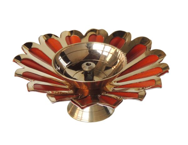 Iron & Brass Deepak Colour Orange 4 Inch (ZMAS517 O) - Image 2