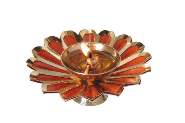 Iron & Brass Deepak Colour Orange 4 Inch (ZMAS517 O)