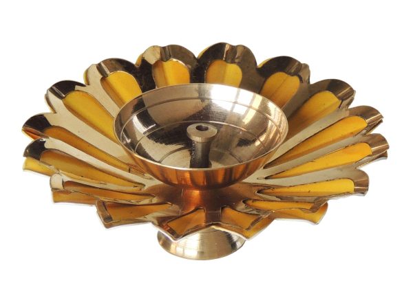 Iron & Brass Deepak Colour Yellow 4 Inch (ZMAS517 Y) - Image 2